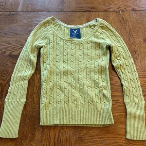 American Eagle Outfitters Green Cable Knit Sweater